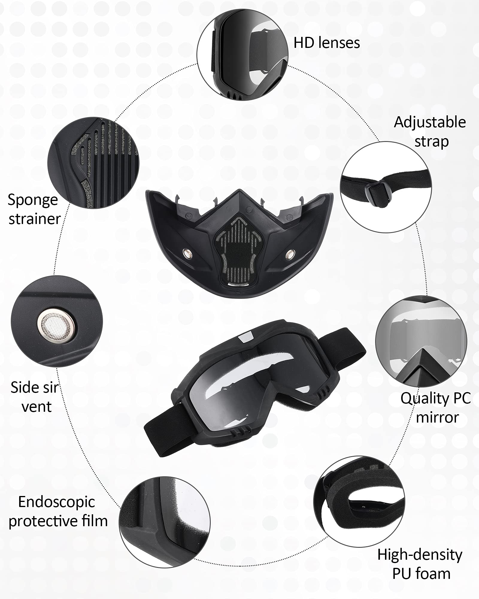 Foto 4 pulgar | Gafas De Moto Frienda Con Cubierta Facial (gris, Transparente) - Venta Internacional.