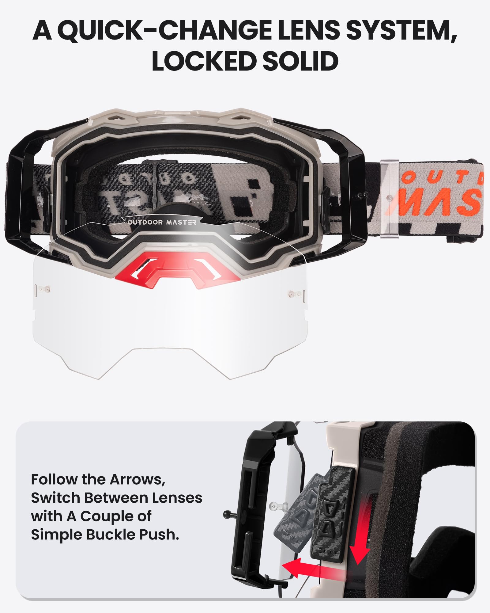 Foto 2 | Gafas De Moto Outdoormaster Macaw Dirt Bike Con Lente Transparente - Venta Internacional.