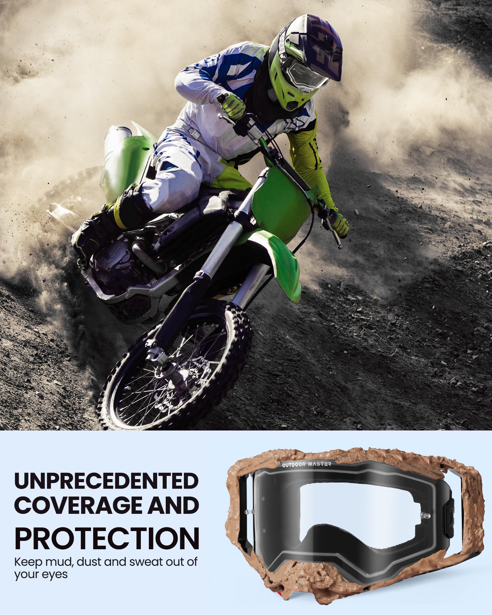 Foto 3 | Gafas De Moto Outdoormaster Macaw Dirt Bike Con Lente Transparente - Venta Internacional.