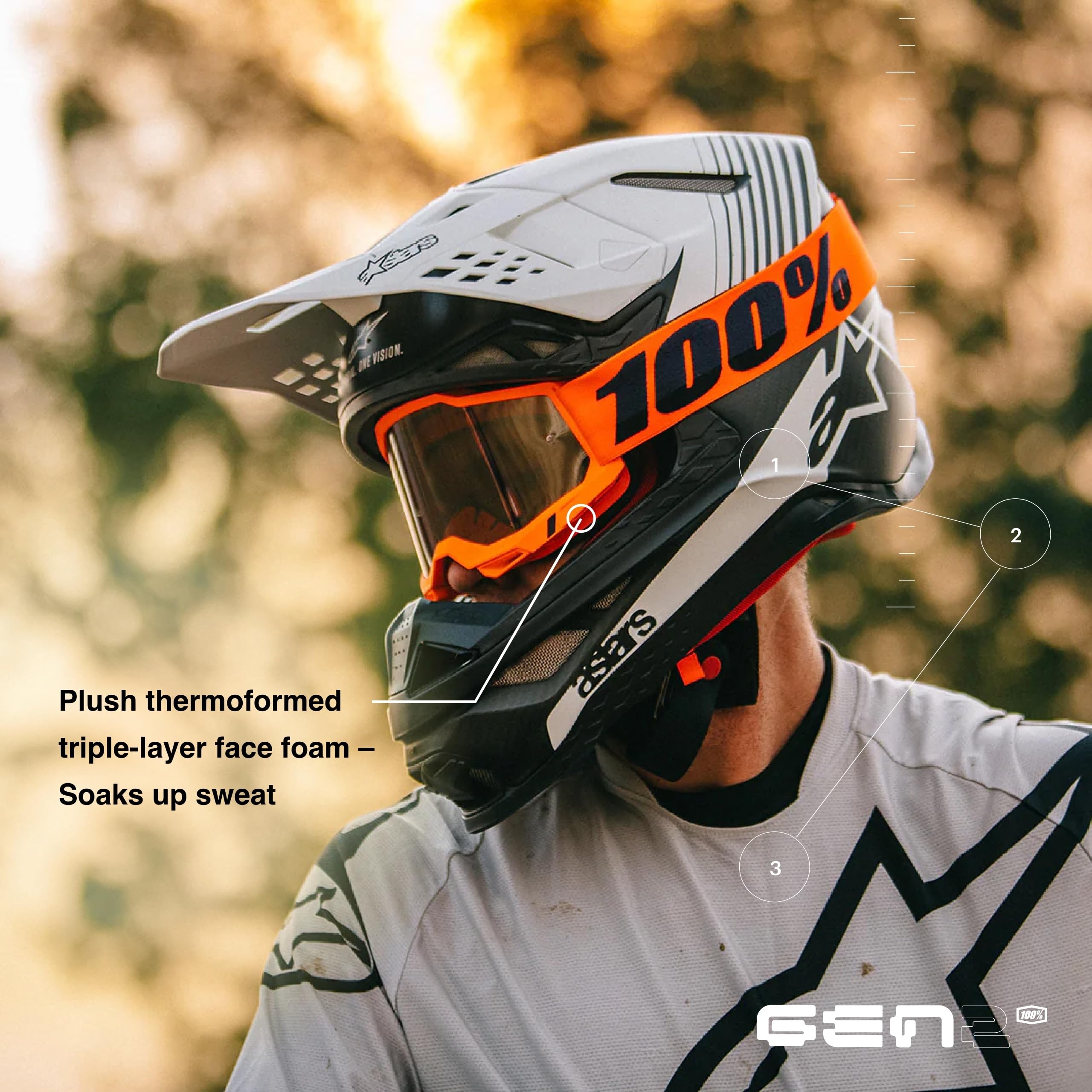 Foto 3 | Gafas 100% Racecraft 2 Para Bicicleta De Montaña Y Motocross, Color Naranja - Venta Internacional.
