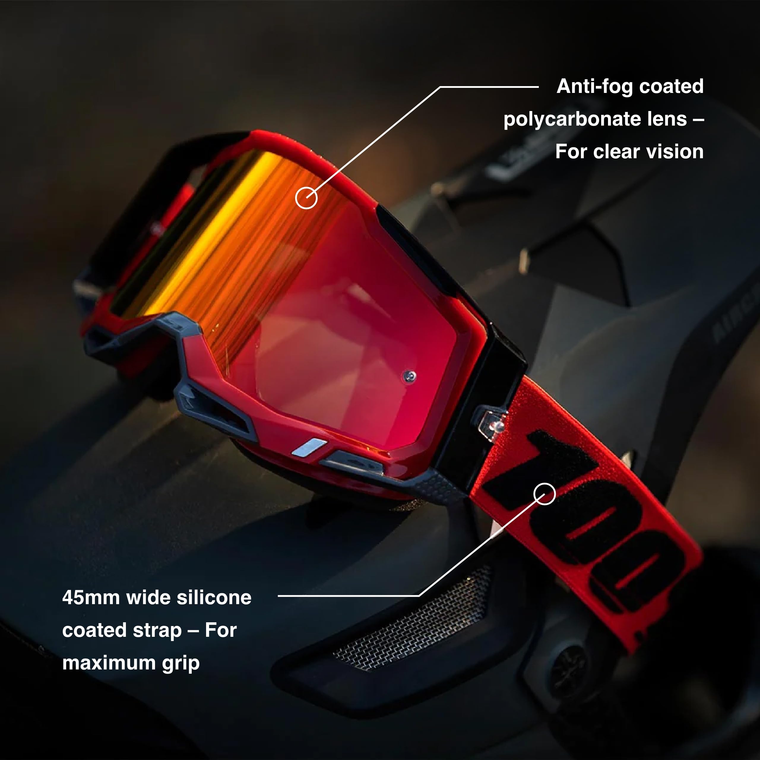 Foto 6 | Gafas 100% Racecraft 2 Para Bicicleta De Montaña Y Motocross, Color Naranja - Venta Internacional.