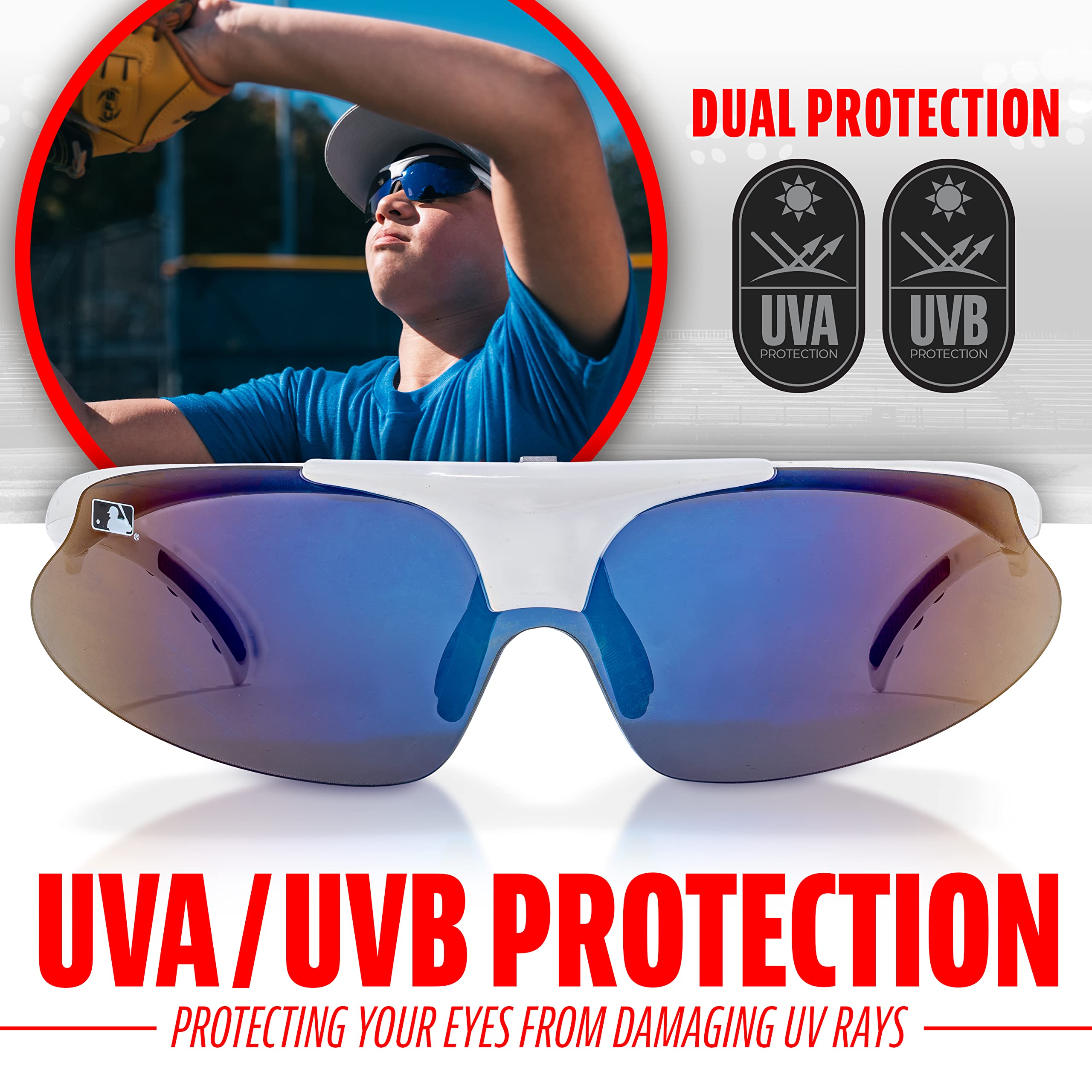 Foto 4 pulgar | Gafas De Sol Franklin Sports Oval Mlb Wht Dlx Flip-up Blancas - Venta Internacional.