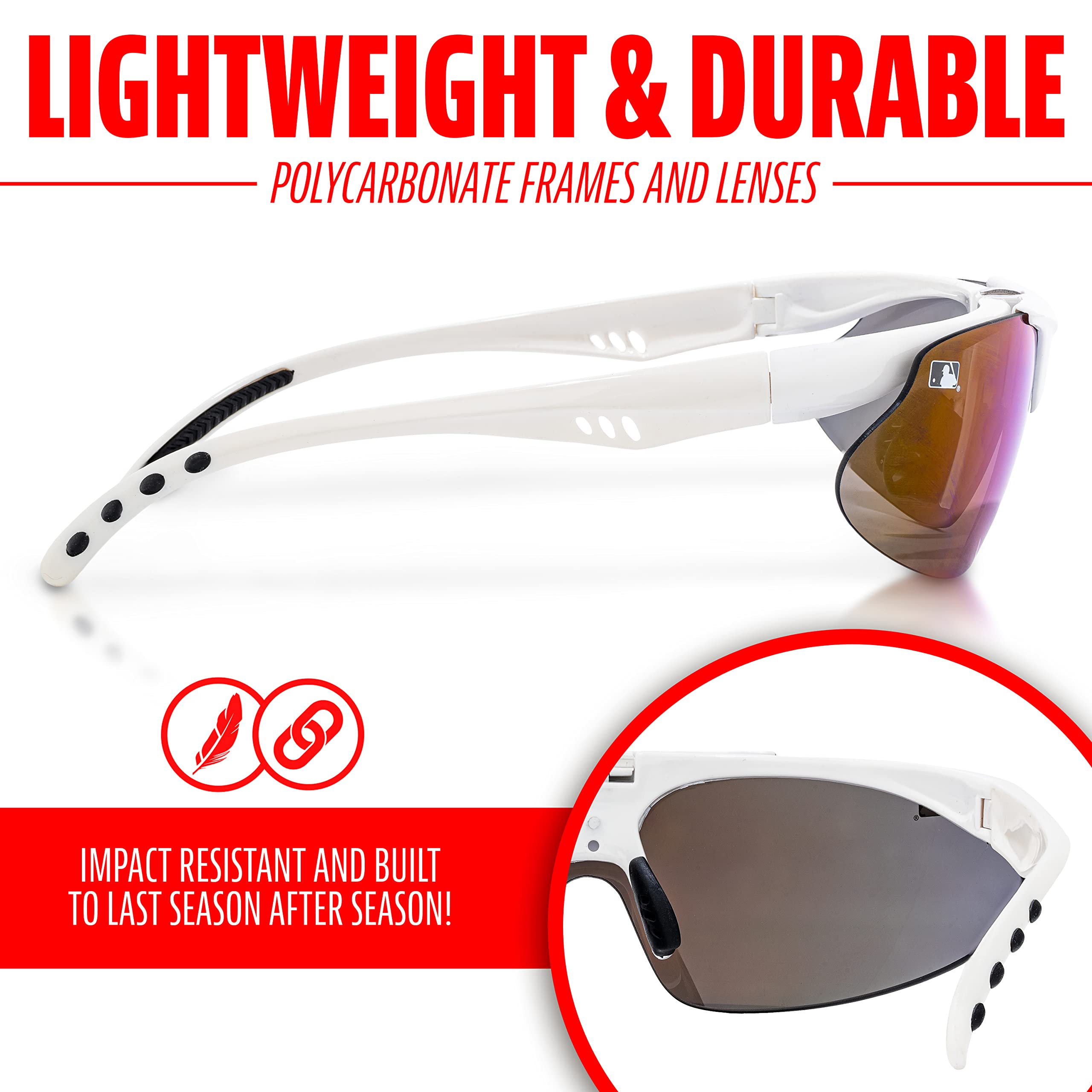 Foto 5 pulgar | Gafas De Sol Franklin Sports Oval Mlb Wht Dlx Flip-up Blancas - Venta Internacional.