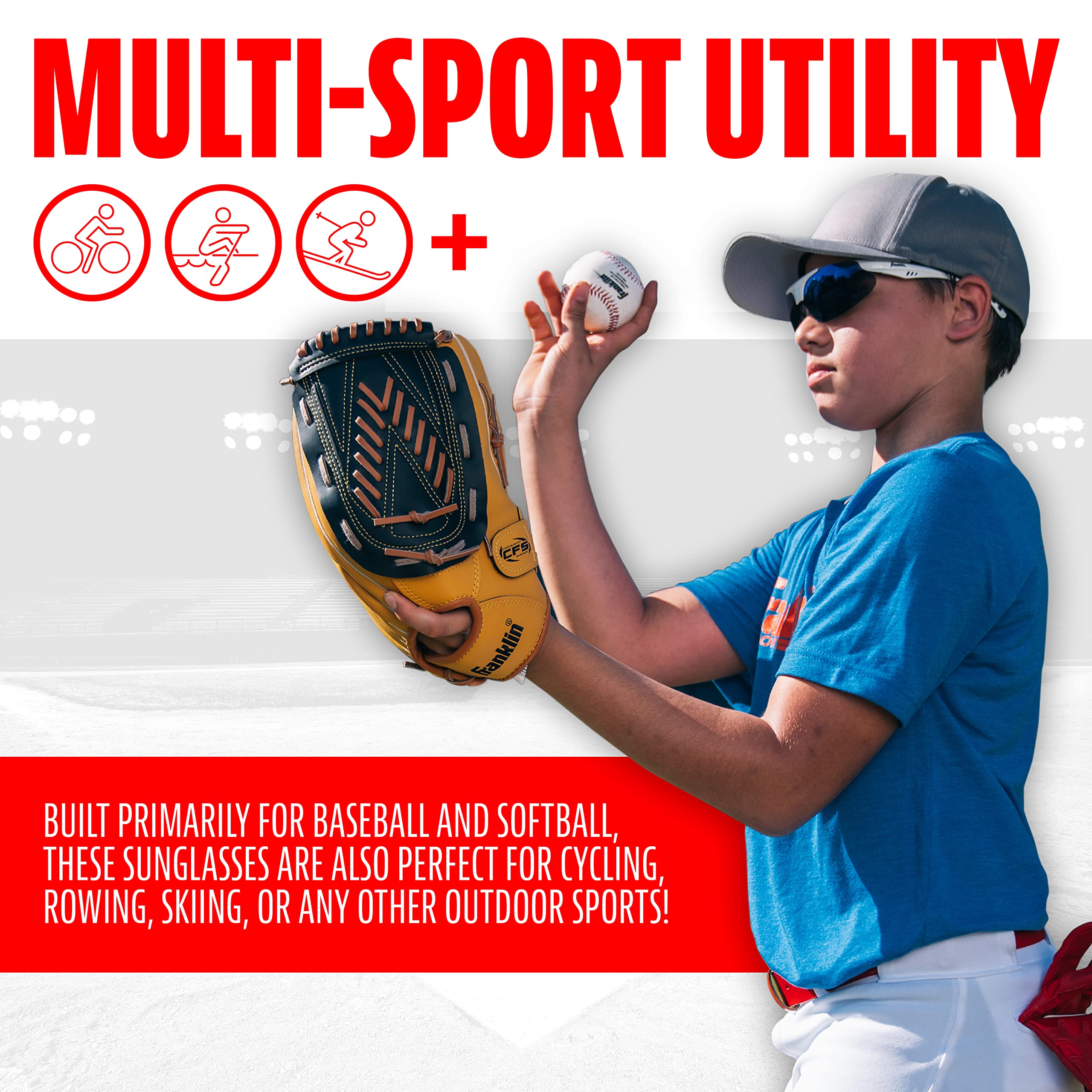 Foto 6 pulgar | Gafas De Sol Franklin Sports Oval Mlb Wht Dlx Flip-up Blancas - Venta Internacional.