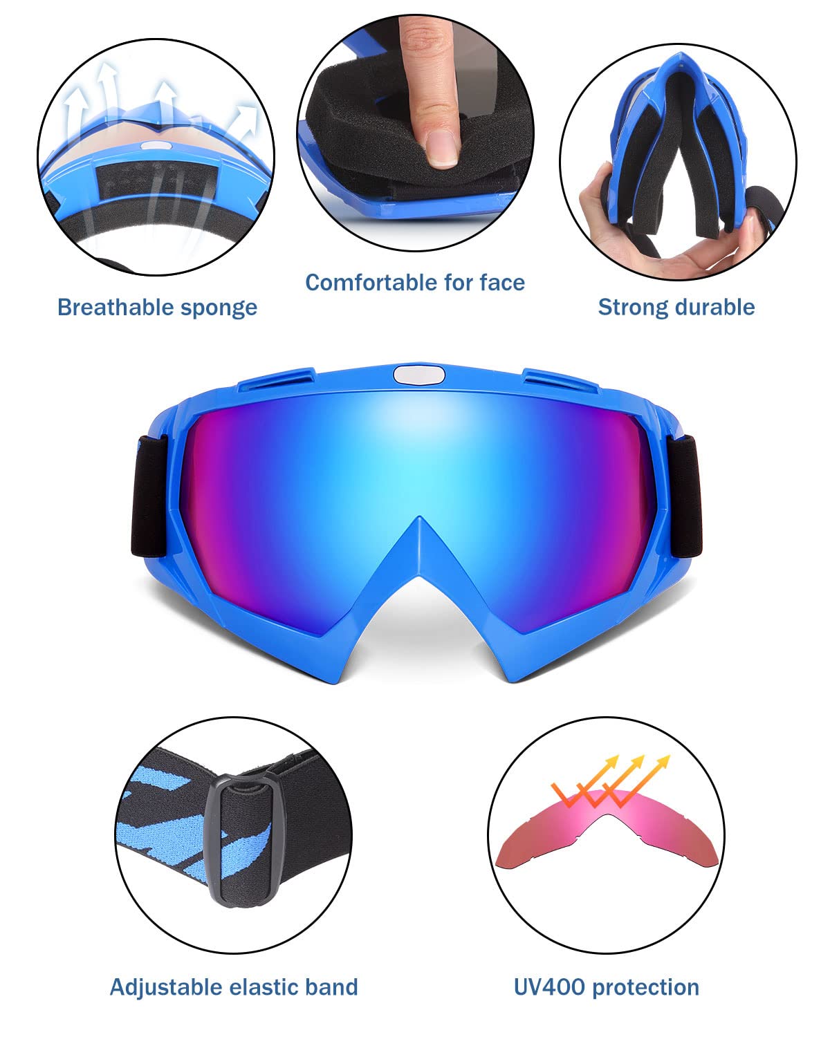 Foto 2 | Gafas De Motocross Kemimoto, Antiuv, Para Moto De Cross, Atv, Utv - Venta Internacional.