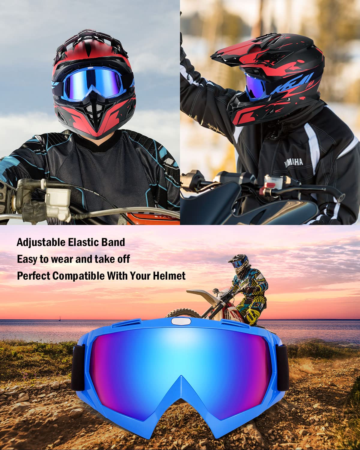 Foto 3 | Gafas De Motocross Kemimoto, Antiuv, Para Moto De Cross, Atv, Utv - Venta Internacional.
