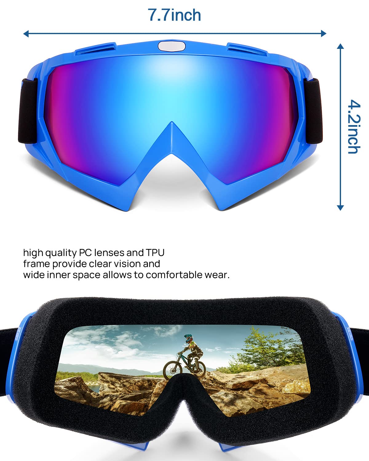 Foto 6 | Gafas De Motocross Kemimoto, Antiuv, Para Moto De Cross, Atv, Utv - Venta Internacional.