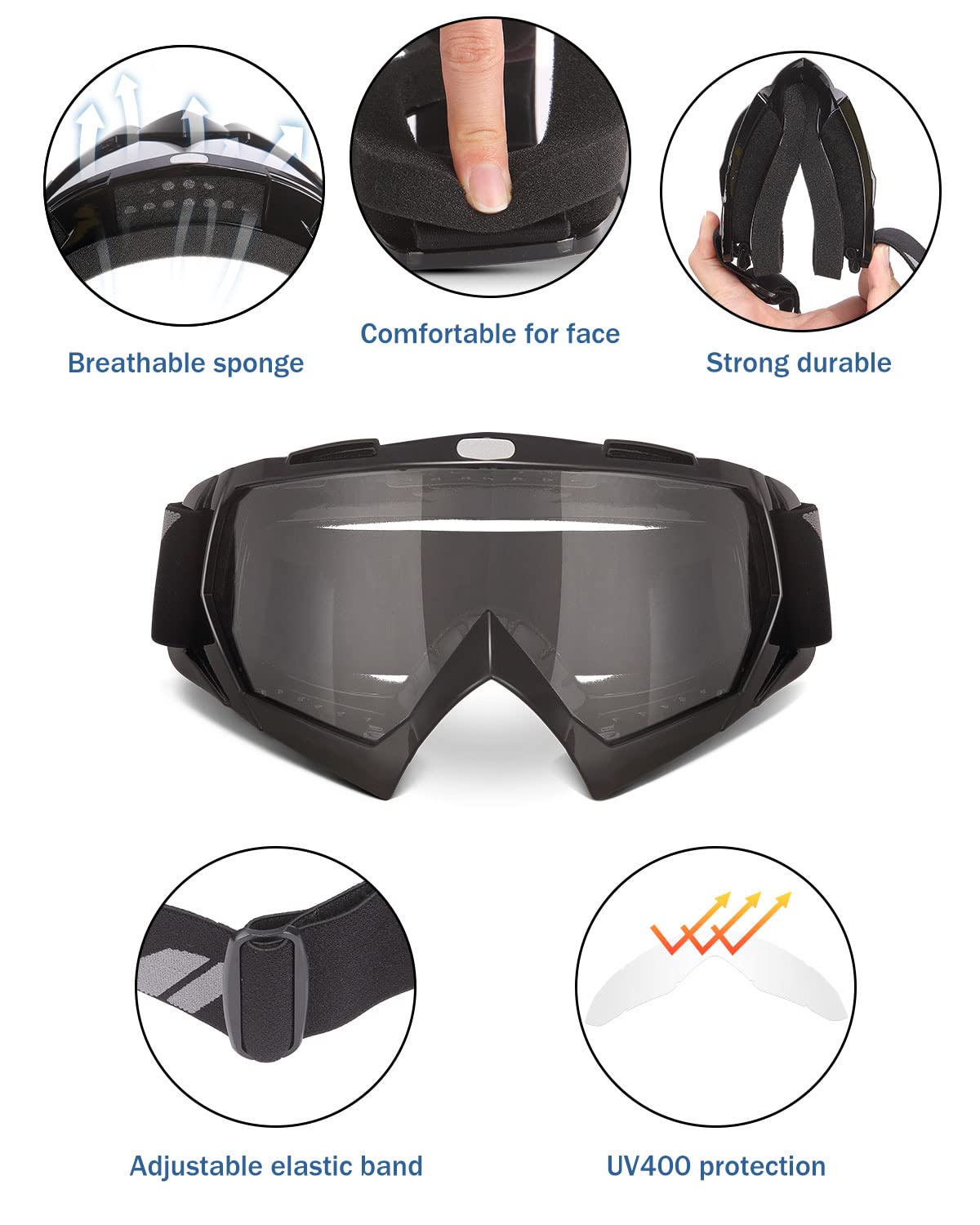 Foto 2 | Gafas De Motocross Kemimoto, Antiuv, Para Moto De Cross, Atv, Utv - Venta Internacional.