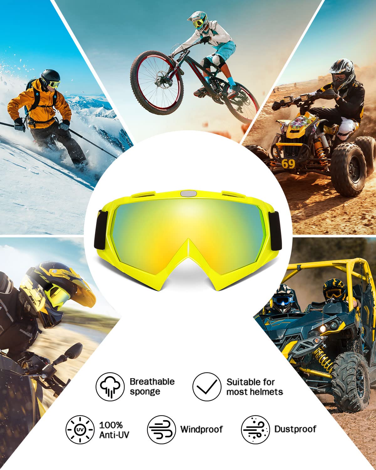 Foto 6 pulgar | Gafas De Motocross Kemimoto, Antiuv, Para Moto De Cross, Atv, Utv - Venta Internacional.