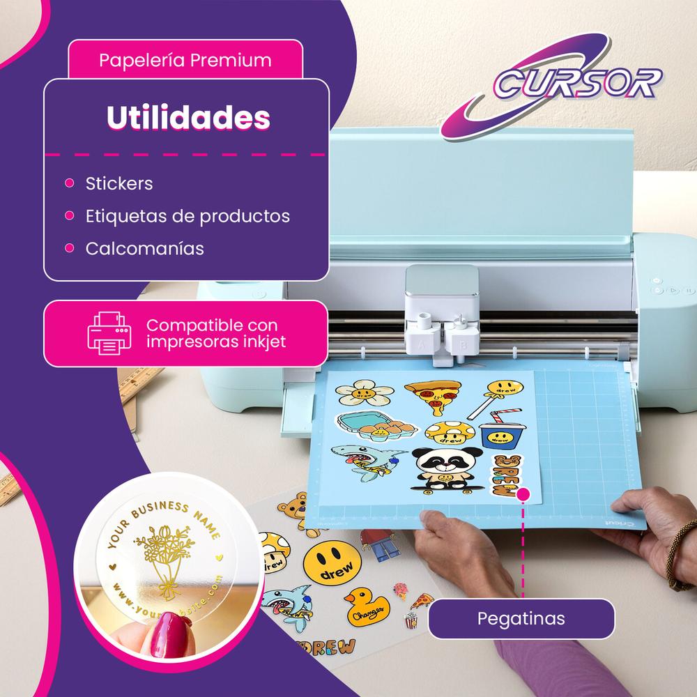 Foto 4 pulgar | Papel Vinilo Adhesivo Semi Transparente Cursor 30 Hojas Carta Inkjet