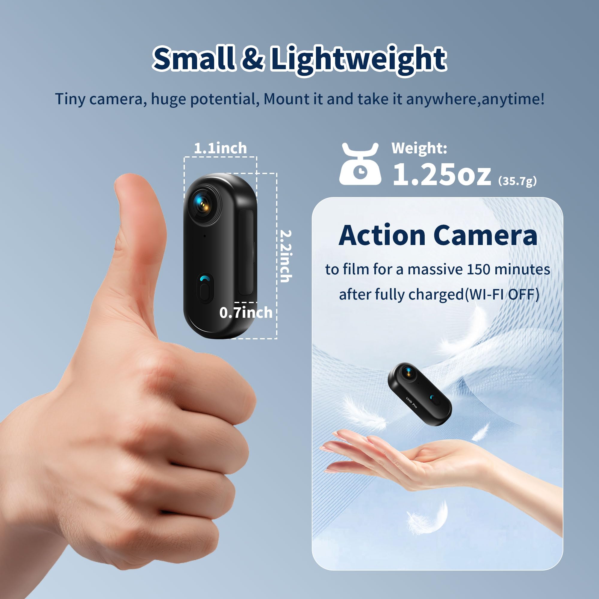 Foto 3 pulgar | Cámara Corporal 4k, Mini Cámara De Acción Portátil De 800 Mah Y 256 Gb - Venta Internacional.