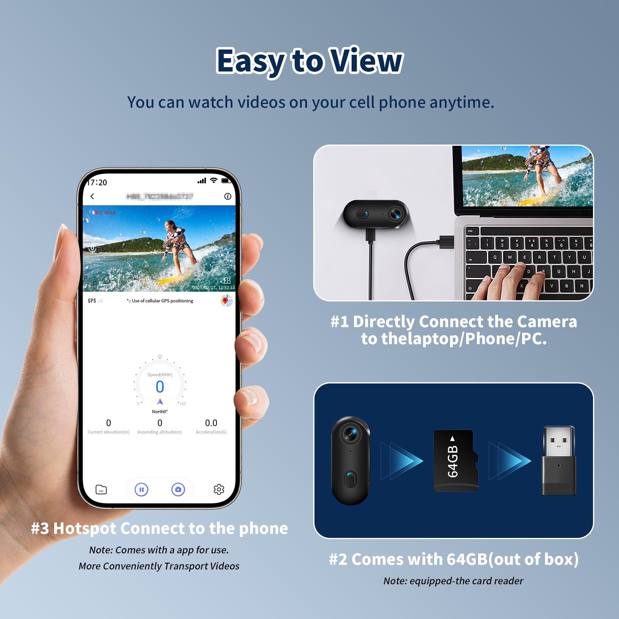 Foto 8 pulgar | Cámara Corporal 4k, Mini Cámara De Acción Portátil De 800 Mah Y 256 Gb - Venta Internacional.