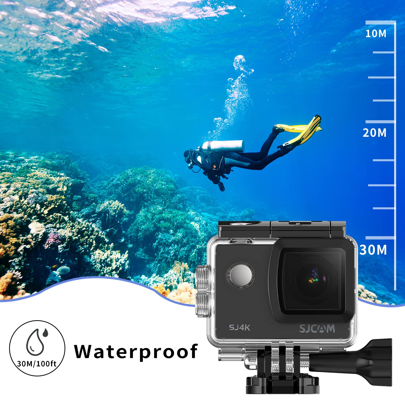 Foto 6 pulgar | Cámara De Acción Sjcam Sj4000 4k 40 Mp Impermeable 30 M Con Acc - Venta Internacional.