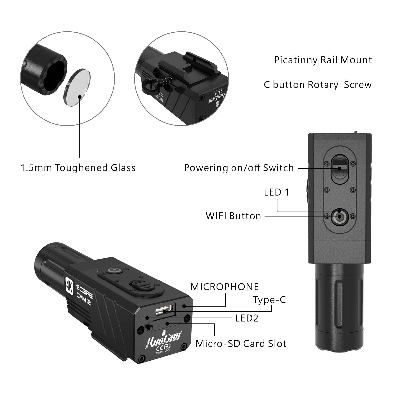 Foto 3 pulgar | Cámara De Acción Runcam Scopecam2 4k Zoom Resistente Al Agua - Venta Internacional.