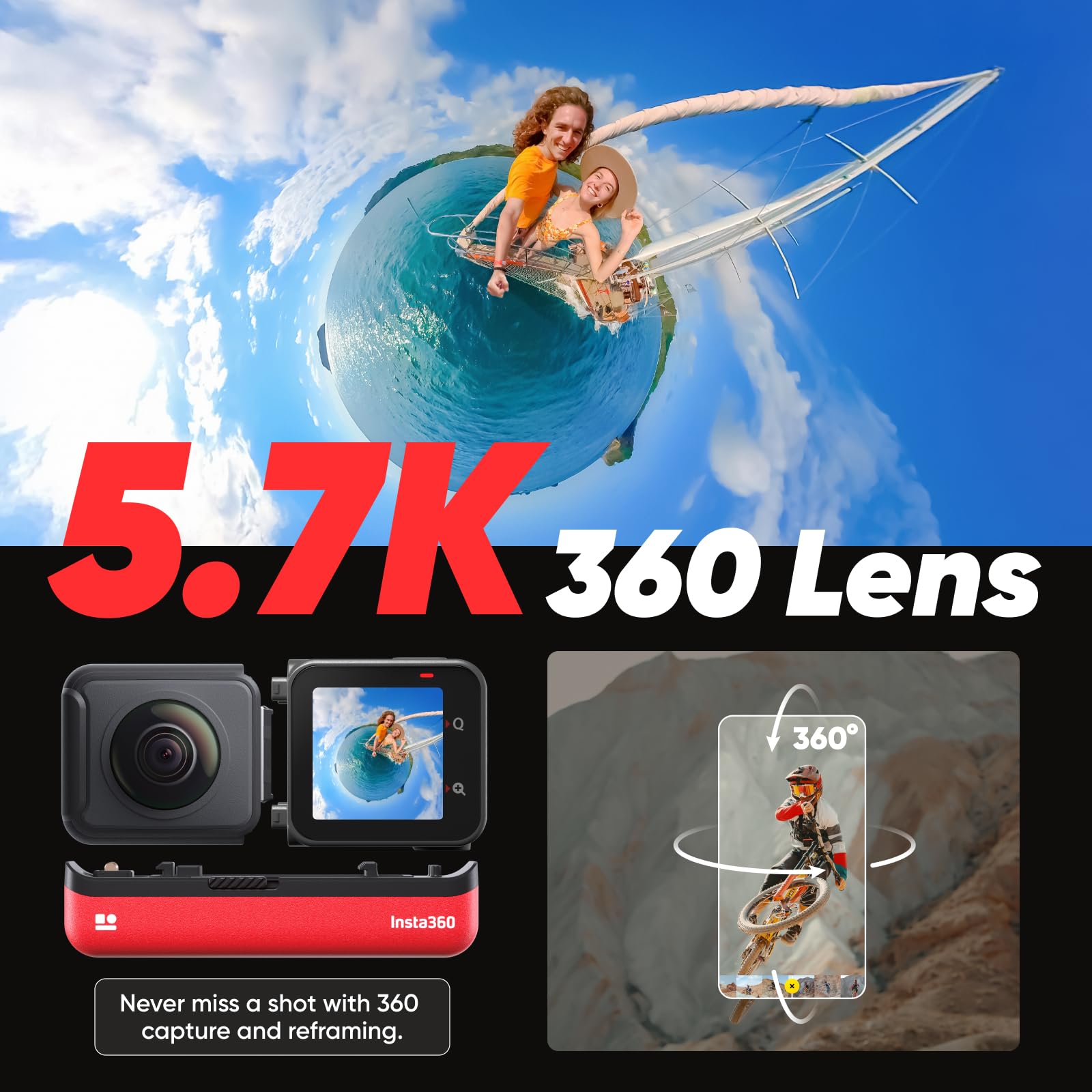 Foto 6 pulgar | Cámara De Acción Insta360 One Rs Twin Edition 4k 60 Fps 48 Mp - Venta Internacional.