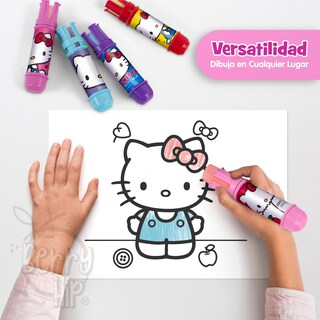 Foto 4 | Set De 5 Gises Jumbo Con Portagis De ''h E Ll O Kitty'', Colores Vibrantes E Intensos, Ideal Para Pizarrón, Arte, E