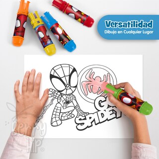 Foto 4 | Set De 5 Gises Jumbo Con Portagis De Spidey, Colores Vibrantes E Intensos, Ideal Para Pizarrón, Arte, Escritorio Y Dib