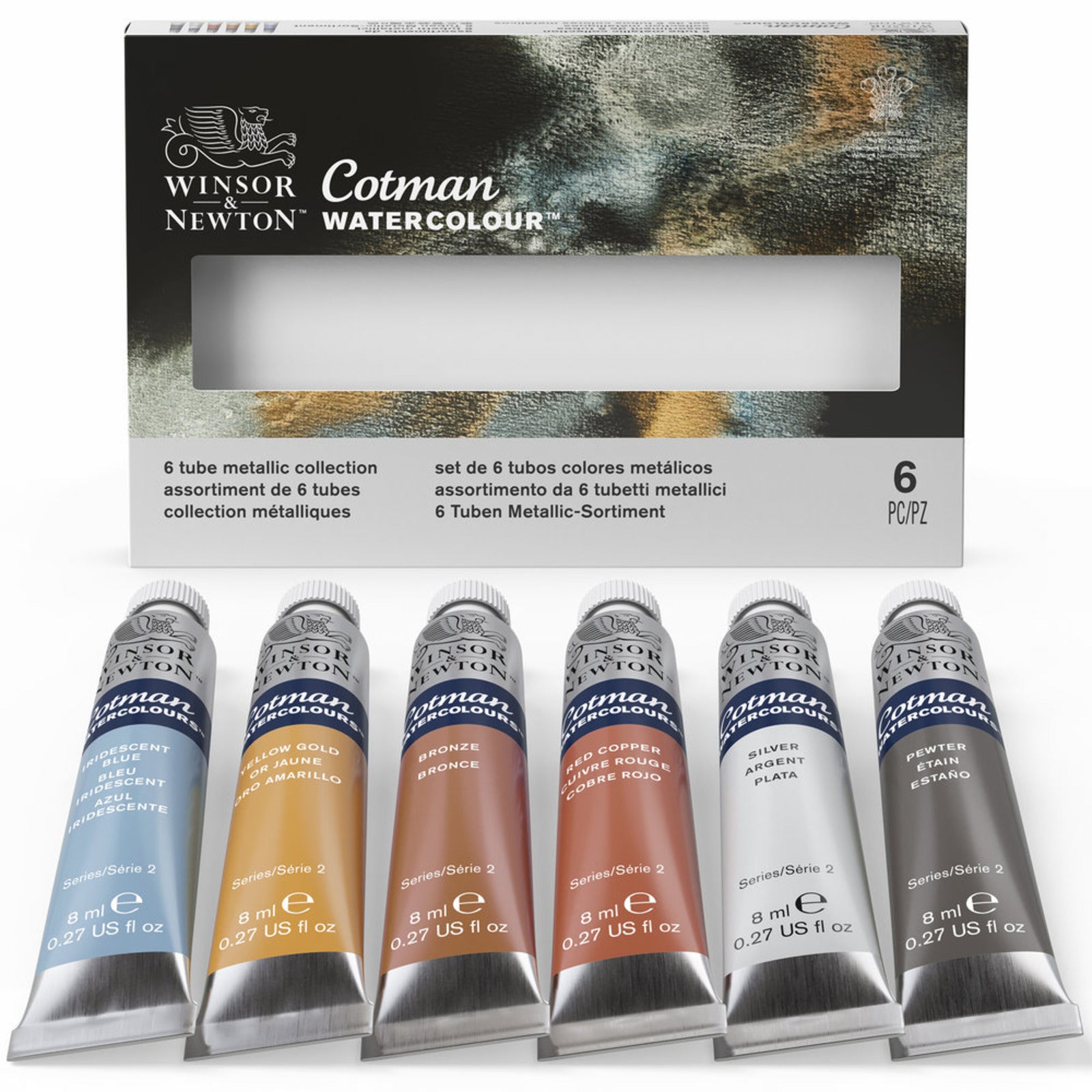 Tubos de Acuarelas Winsor & Newton Metálicos Cotman Gift Collection 6 Pzs