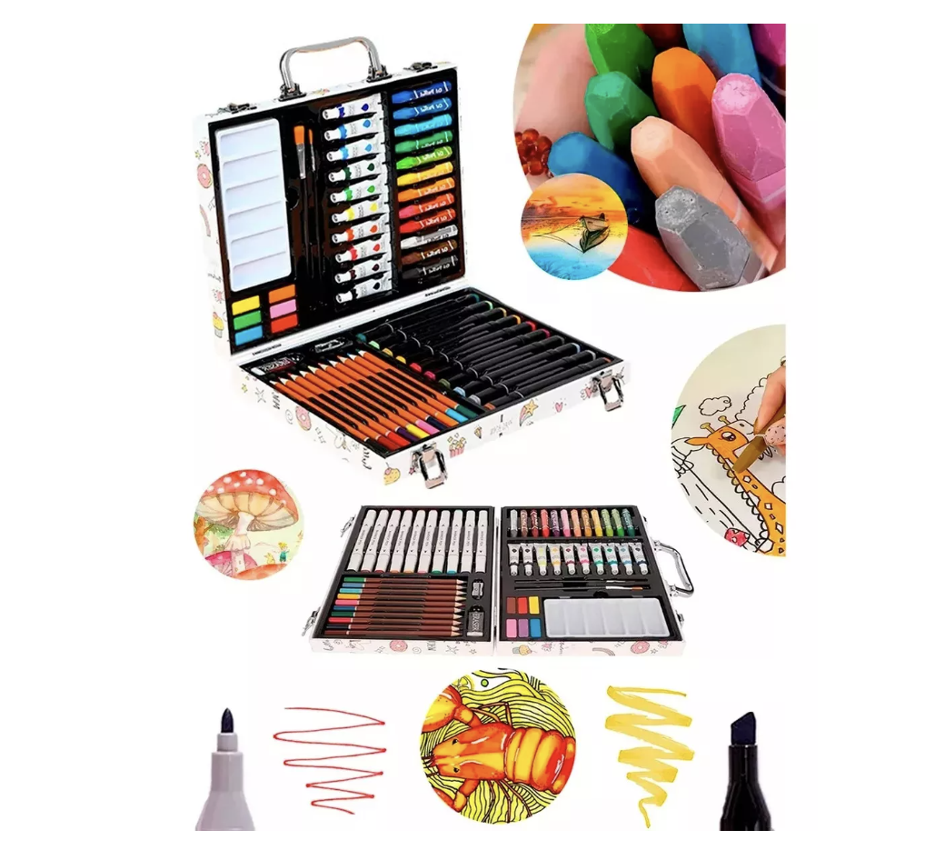 Set Colores Crayones Plumones Acuarela Kit Estuche Niños Art T