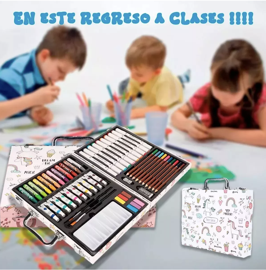 Foto 4 pulgar | Set Colores Crayones Plumones Acuarela Kit Estuche Niños Art T