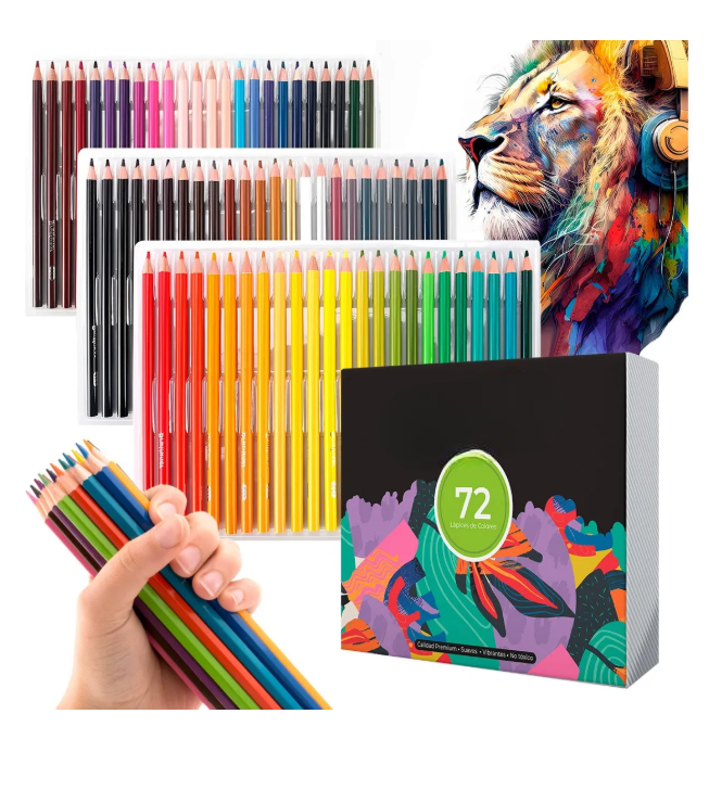Foto 2 pulgar | Juego De Lapices Dibujar Pintar De Colores Vibrantes 72 Pz Trazo Multicolor