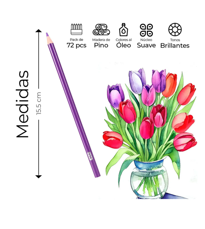 Foto 3 pulgar | Juego De Lapices Dibujar Pintar De Colores Vibrantes 72 Pz Trazo Multicolor