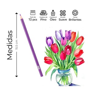 Foto 2 | Juego De Lapices Dibujar Pintar De Colores Vibrantes 72 Pz Trazo Multicolor