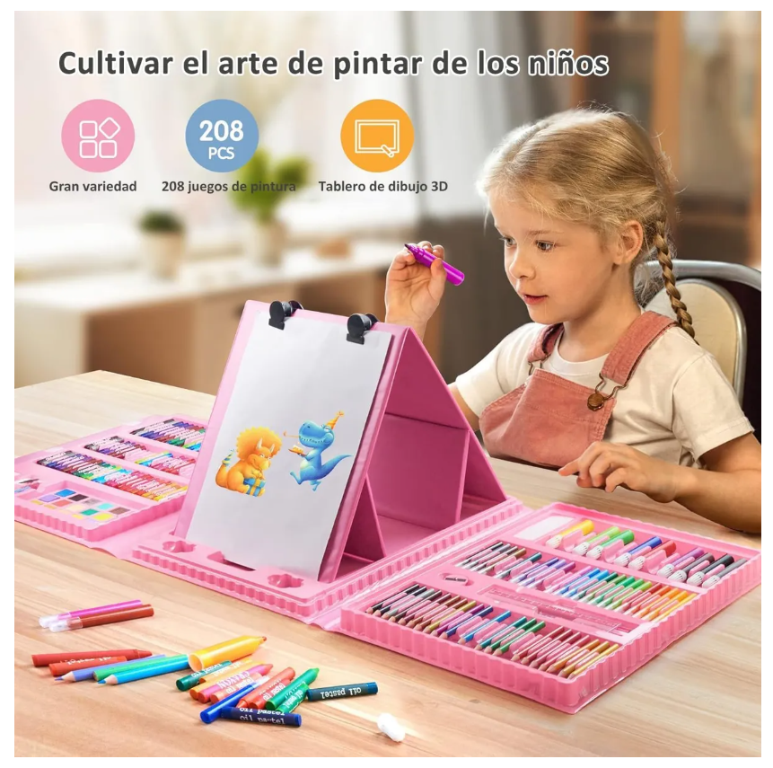 Foto 4 | Set 208 Lápices Dibujo De Colores Plumas D Acuarela Crayón