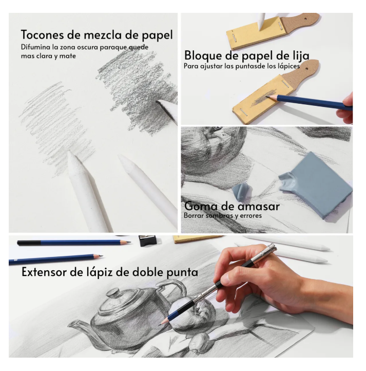 Foto 5 pulgar | Kit De Lápices Dibujo Profesionales Artista 33piezas