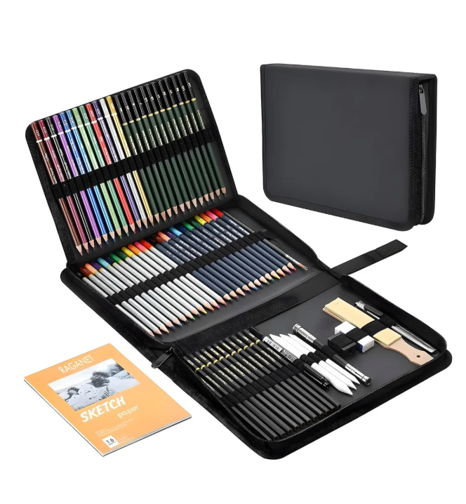 Foto 2 pulgar | Kit De Dibujo Profesional Lápices Boceto Y Accesorios 72 Pzs Trazo Multicolor