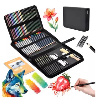 Foto 2 | Kit De Dibujo Profesional Lápices Boceto Y Accesorios 72 Pzs Trazo Multicolor