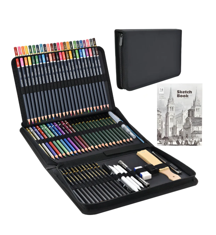 Foto 1 | 96 Piezas Kit De Lápices Picool Sketcher De Dibujo Pintura Y Boceto Incluye Carboncillo Lápices De Colores Libro De