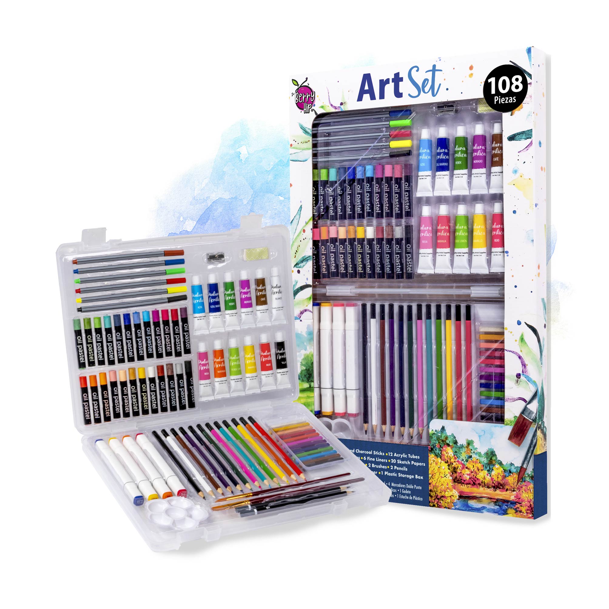 Foto 1 | Berry Hip Premium Art Set: Lápices De Colores, Marcadores, Delineadores, Pasteles Al Óleo, Pinturas Acrílicas,