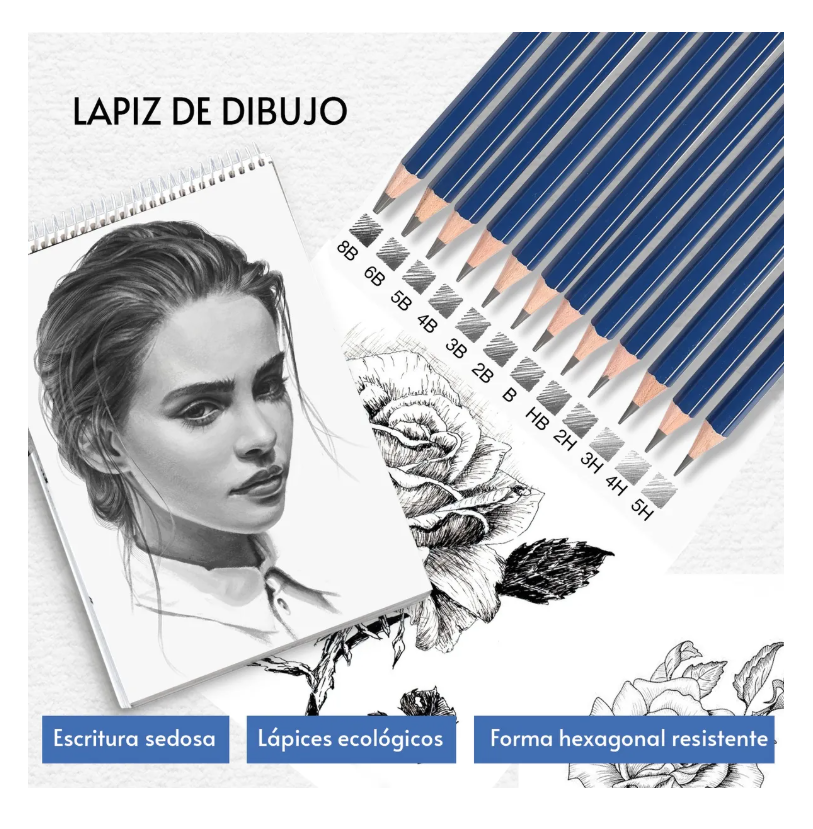 Foto 4 pulgar | Kit De Lápices Xtellar Dibujo Artista Profesional 33 Piezas