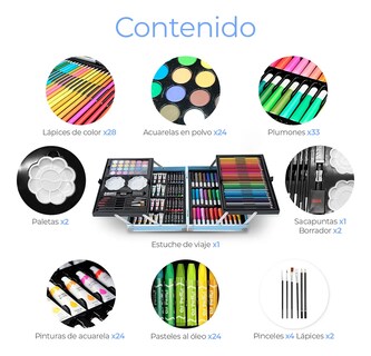 Foto 5 | Kit De Dibujo Lab.g Profesional Lápices Plumones Unicornio Azul