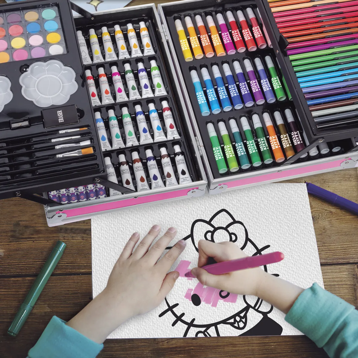Foto 2 | Set De Arte Hello Kitty Belug Marcadores 145pz Rosa
