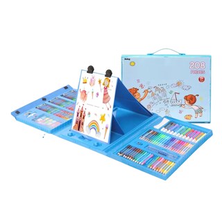 Foto 1 | 208 Kit Acuarela Belug Lápices Niños Kit De Dibujo Y Pinturas Estuche Azul