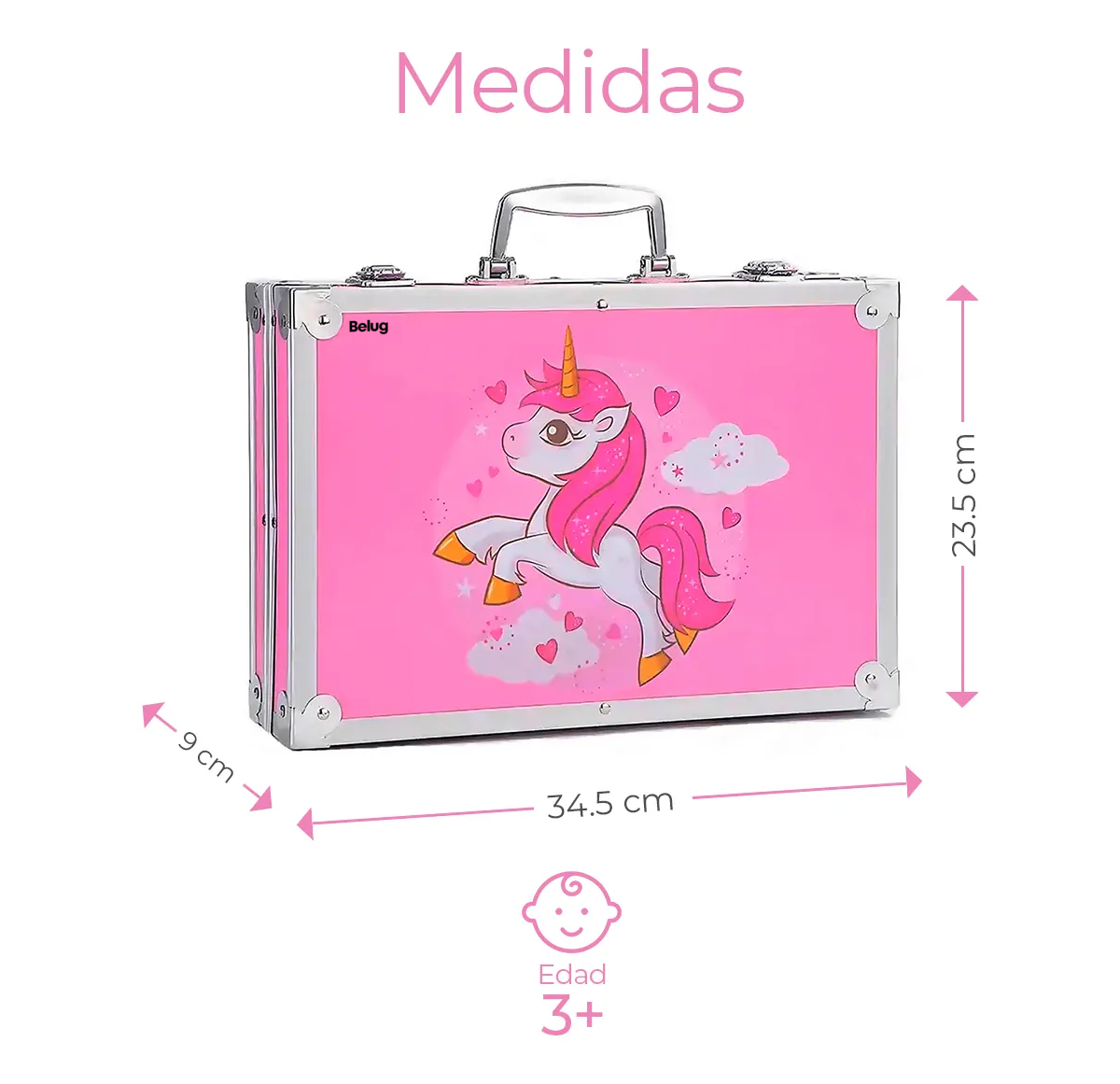 Foto 3 pulgar | Kit De Dibujo Belug Profesional Lápices Plumones Unicornio Rosa