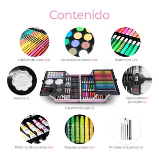 Foto 5 | Kit De Dibujo Belug Profesional Lápices Plumones Unicornio Rosa