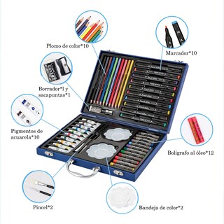 Foto 3 | Set De Arte Dibujo Belug Colores Marcadores Lápices 50pcs Azul Marino Astronauta1 Avion