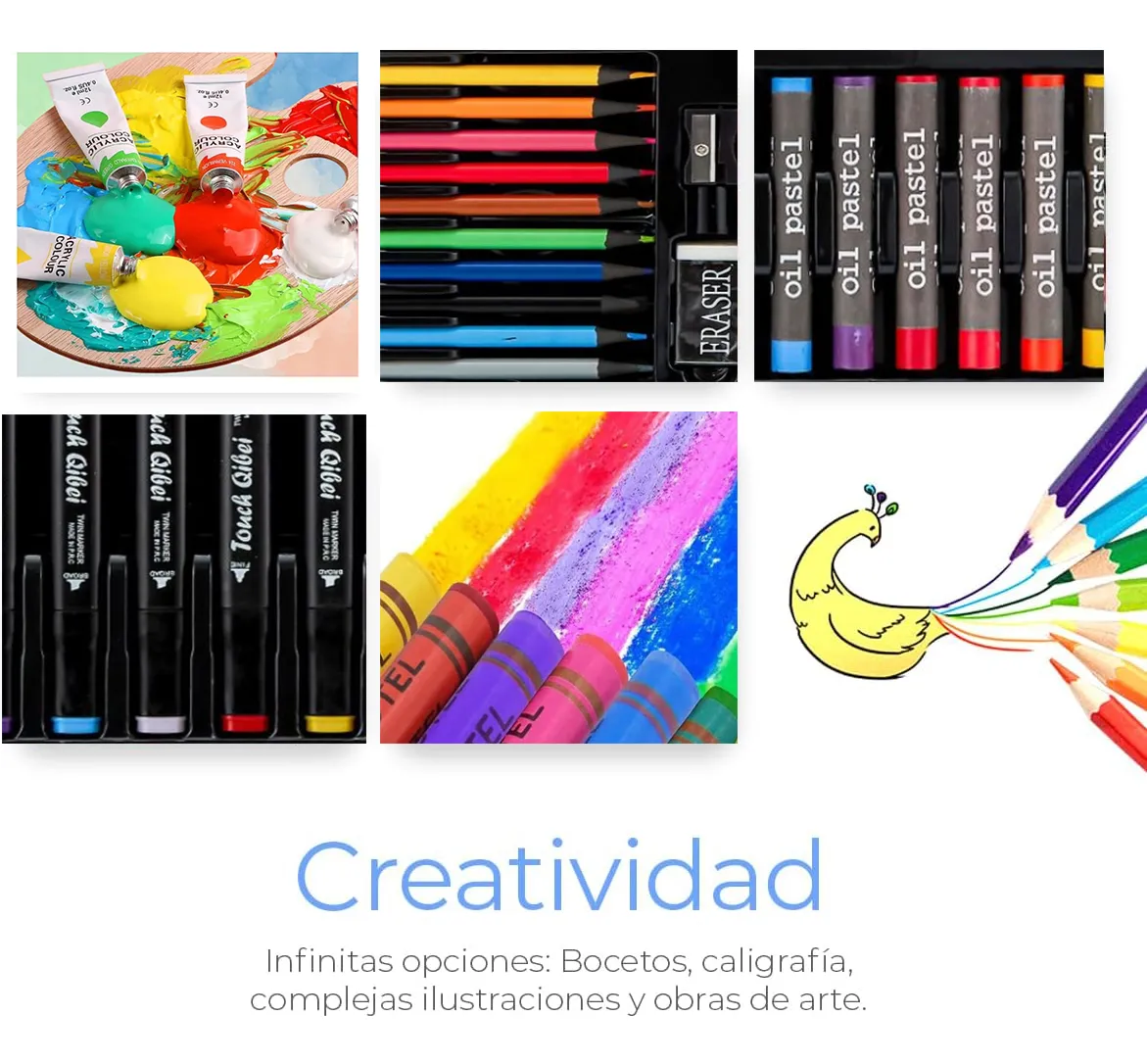Foto 6 pulgar | Set De Arte Dibujo Belug Colores Marcadores Lápices 50pcs Azul Marino Astronauta1 Avion