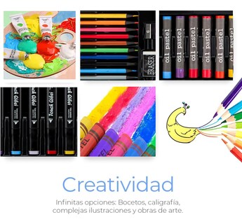 Foto 5 | Set De Arte Dibujo Belug Colores Marcadores Lápices 50pcs Azul Marino Astronauta1 Avion