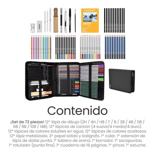 Foto 2 | Kit De Dibujo Lab.g Profesional Lápices Boceto Y Accesorios 72 Pzs Estuche Negro