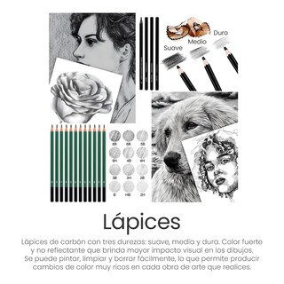 Foto 4 | Kit De Dibujo Lab.g Profesional Lápices Boceto Y Accesorios 72 Pzs Estuche Negro