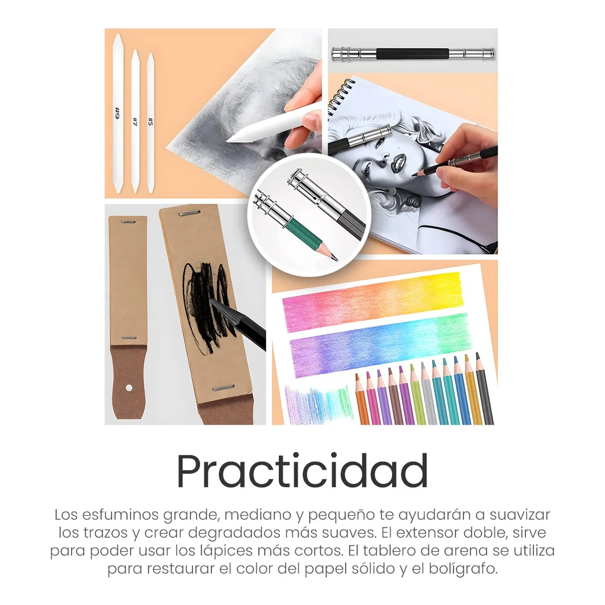 Foto 6 pulgar | Kit De Dibujo Lab.g  Profesional Lápices Boceto Y Accesorios 72 Pzs Estuche Negro