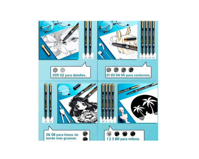 Foto 2 | Estilografos Fineliner Lettering Manga Bosquejo Pigment Liner Fina Iforu 12 Unidades Negro