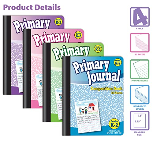 Foto 4 pulgar | Venta Internacional - Cuaderno Primario, Tapa Dura, 4 Nuevos Colores, Libreta Primaria, Grados K-2, 80 Hojas, 9.7