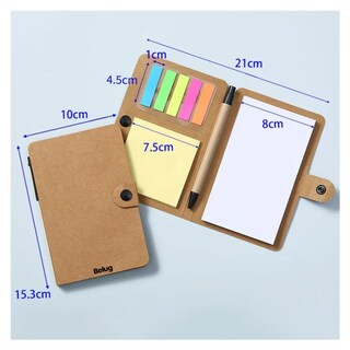 Foto 3 | Libreta Ecológica Con Notas Adhesivas Post It Y Pluma Belug, 10 Pz Color Caqui