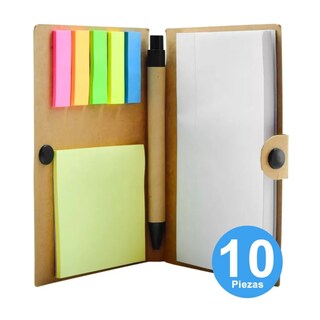 Foto 5 | Libreta Ecológica Con Notas Adhesivas Post It Y Pluma Belug, 10 Pz Color Caqui