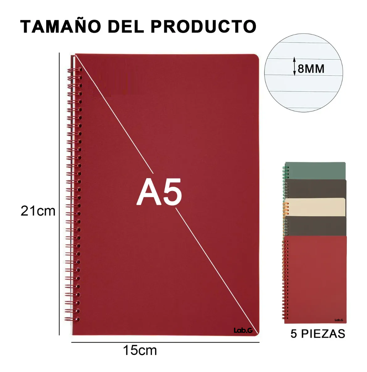 Foto 3 pulgar | Cuaderno Lab.g A5 De Boceto Y Dibujo, 400 Hojas/800 Páginas, 5 Uni Colores